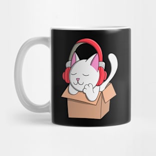 Headphone Cat in Box Mug